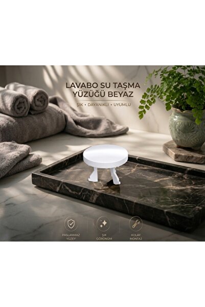 Serel Önü Kapalı Beyaz Lavabo Taşma Su Yüzüğü Kapağı Paslanmaz
