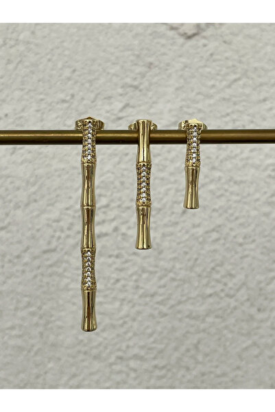 Luparadis Special Series Zircon Stone Bone Design Triple Gold Earring Set