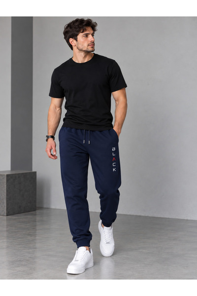 TREND ALİSSE Men's Sweatpants - Black Printed Comfortable Sports Sweatpants w...