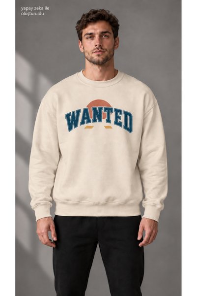 caddekombin Men's Retro Sun Figured Wanted Printed Crew Neck Casual Regular F...