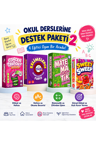fibroidanne Okula Destek Paketi 2 – 4'lü Eğitici Zeka ve Dikkat Oyunu Seti