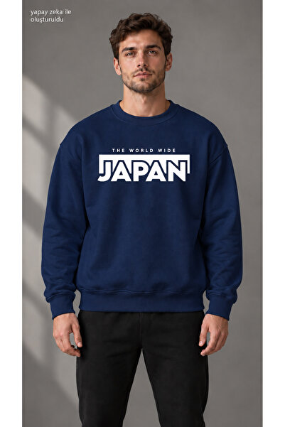 caddekombin Men's Black Japan Text and Frame Printed Crew Neck Casual Regular...