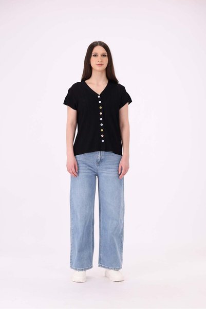 Livia Women's Half-Sleeve Button-Front T-Shirt
