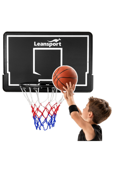 LEAN Coș de baschet suspendat cu tablă pentru grădină, negru, 90 cm