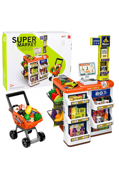 LEAN Accesorii pentru casă de marcat, cărucior și scanner de supermarket mare...