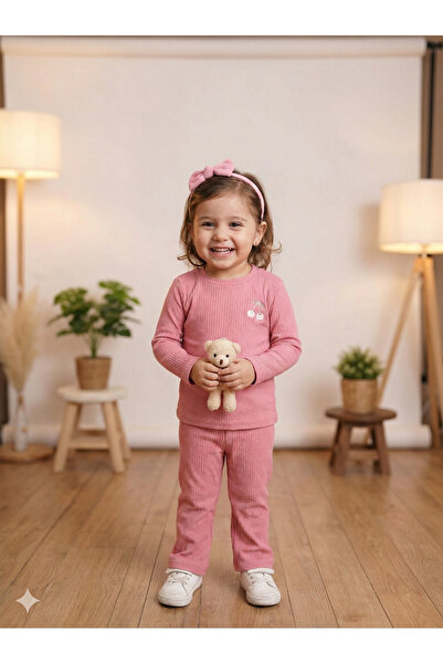 Momivi Kids Комплект от 2 части за бебе момиче и дете, с бродирани череши, 10...