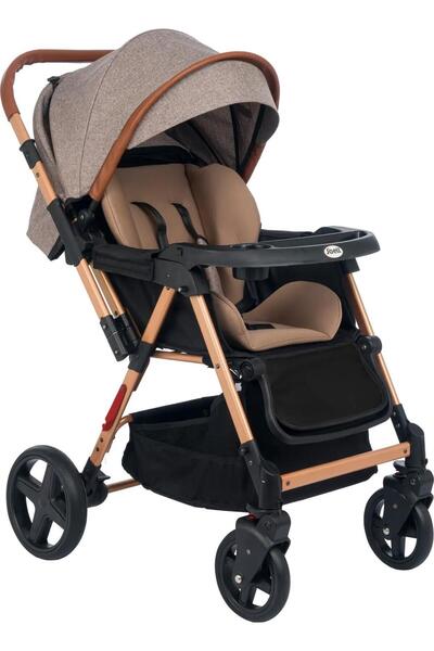 TURHANBEBE Trendy Plus Tam Yatış Pozisyonu Çift Yönlü Mama Tablalı Geniş Sepe...