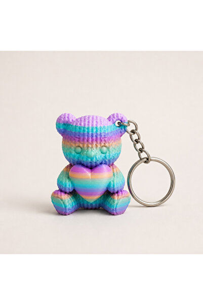 ipeksi pleksi Colorful Heart-Themed Teddy Bear Keychain