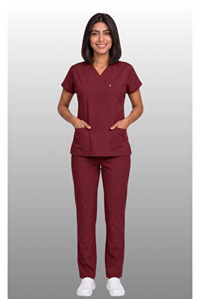 DENİZ İŞ Women's V-Neck Bat Sleeve Terycotton Fuchsia, Burgundy, Bitter Green...