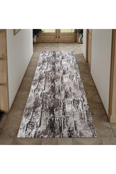 OEM Traversa Antiderapanta Maro cu Bej, Abstract, Latime 100 cm