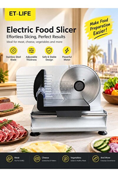 ET-LIFE Meat Slicer, 150W Electric Food Slicer with Removable 7.5" Stainless ...