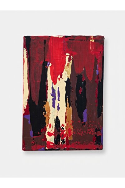 35x50 cm Dikey Kanvas Soyut Tablo - Kırmızı Siyah Gold - Akrilik Abstract Art - Modern Kanvas Duvar Tablosu