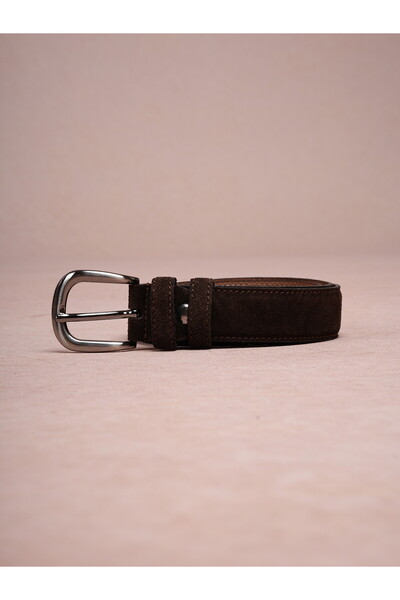 PAREZ 100% Genuine Suede Leather Classic Antique Nickel Buckle Belt 3 cm