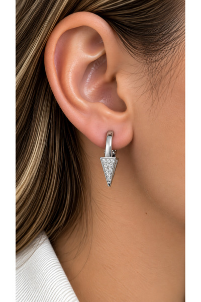 ACAR TAKI Xuping Silver Color, Zircon Stone, Triangle Model Earrings Acr9786