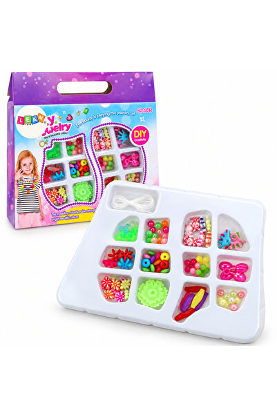 LEAN Set creativ pentru realizat bijuterii cu margele colorate si fir, 3 ani+