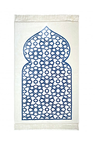 MuseuM Almathaf White/Blue Velvet Prayer Rug