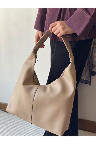 Bagzone New Season Large Casual Black Leather Shoulder Bag