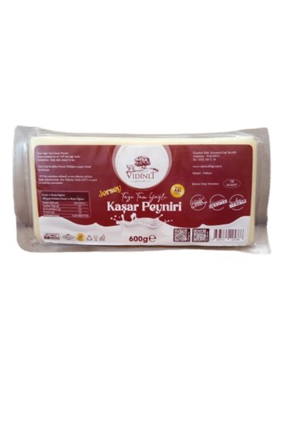 Vidinli Çiftliği Jersey Sütünden ve Şirden Mayalı Tam Yağlı Taze Kaşar Peyniri 600Gr