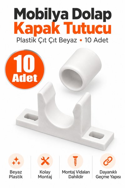 NUBLADO 10 Adet Beyaz Plastik Mobilya Dolap Kapak Çıt Çıt Tutucu Sabitleme Ki...