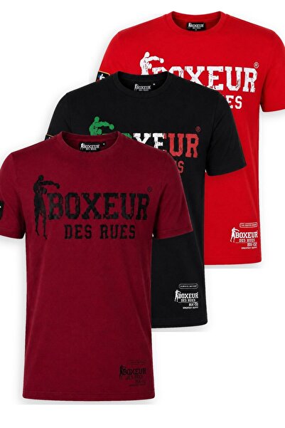 Boxeur Des Rues Tricouri bărbătești, pachet de 3, croială slim: Bordo/Negru +...