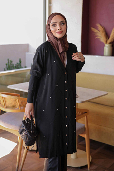 İmajButik Black Stone Cold Yarn Knitwear Cardigan