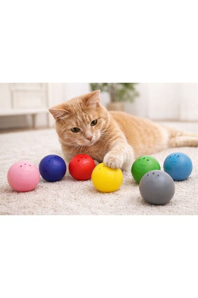 Duffa 4'lü Çıngıraklı Kedi Topu - İçinde Çıngırak Olan Top- 5.5 cm Çapında Eğ...