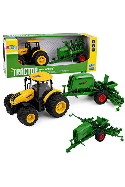 LEAN Tractor agricol cu semănătoare și cultivator Lumini Sunete Galben 1:24