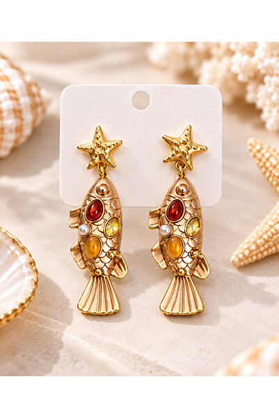 Bluw Jewelry Colorful Fish Earrings with Starfish Detail