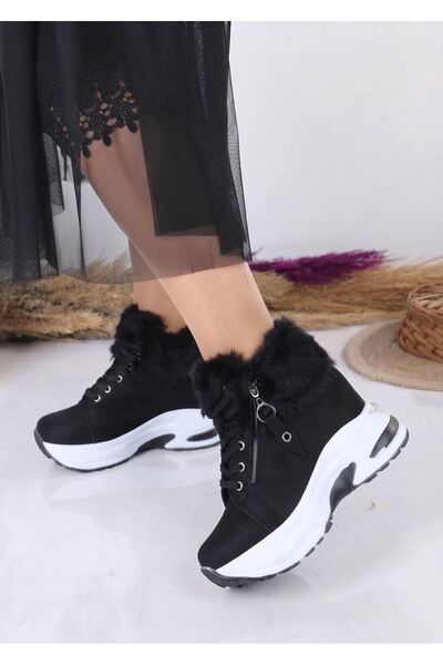sefayol Γυναικεία αθλητικά παπούτσια Manville Black Suede με κορδόνια και κρυ...