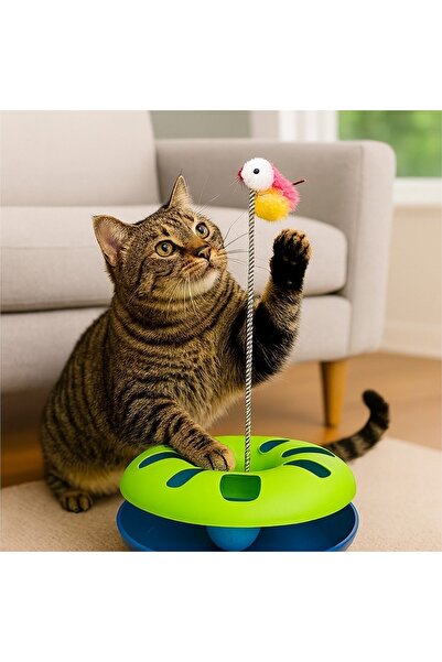 Duffa Çıngarak Toplu ve Yaylı Fareli Kedi Çember Oyuncağı Kedi Eğlence Aksesu...