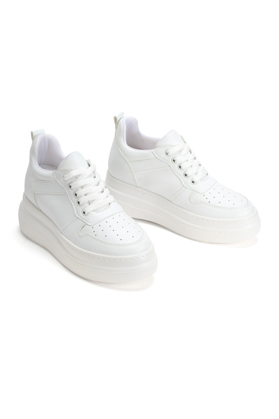 Kadın Yüksek Dolgu Taban Sneaker Gizli Topuk Spor Ayakkabı