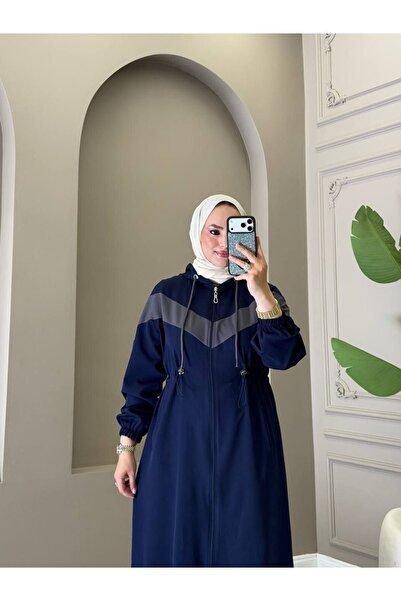 moda4b طقم نسائي مكون من قطعتين، سترة طويلة بقلنسوة وبنطلون من الكريب المزدوج...