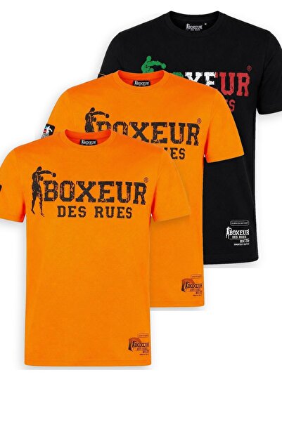 Boxeur Des Rues Pachet de 3 tricouri bărbătești Boxeur des Rues: 2 x Portocal...