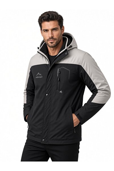 Oksit Tuc 1032 İçi Polar/Kürk Astarlı Su İtici Termal Softshell Erkek Mont - Soğuk Geçirmez Spor Kaban