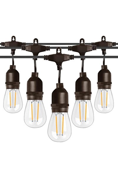 GENERAL 49FT Outdoor String Lights Mains Powered with 15+1 2W S14 Bulb