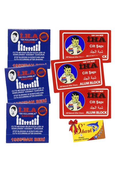 atamanstore İHA Cilt Şapı 3 Adet | Kibrit Kantaşı 3 Adet | Shark Chrome Jilet 5'li Kutu | Terleme Önleyici Şap | Kanama Durdurucu Kibrit Kan taşı