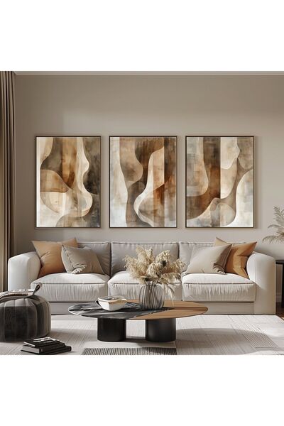 lawhat An Abstract Artistic Triptych That Pulses with Tranquility and Warmth,...