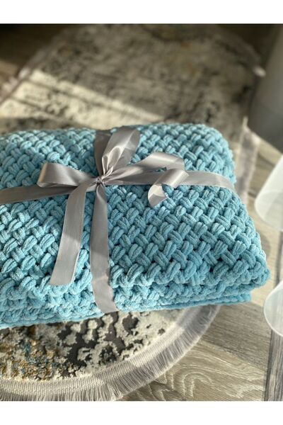 ARTTMACRAME Puffy Baby Blanket 100X100 cm Soft Knitted Baby Blanket