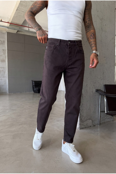 MADZEYMODA Men's Boyfriend Bitter Brown Denim Jean Trousers Ke-1312