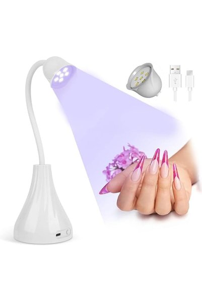 N&A Fashion مصباح أظافر LED UV من NA، مصباح صغير على شكل زهرة اللوتس يعمل بدو...