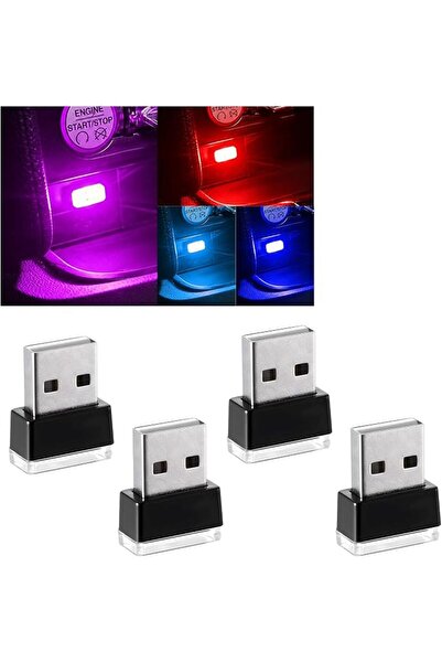GENERAL مصباح أجني LED للسيارة بـ 4 قطع يعمل بمنفذ USB، إضاءة ليلية للديكور، ...