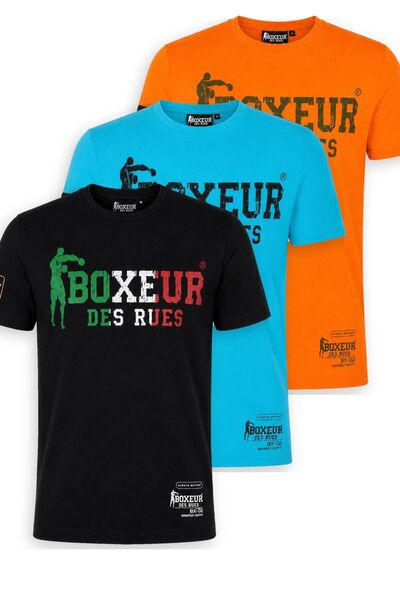 Boxeur Des Rues Pachet de 3 tricouri bărbătești Boxeur des Rues: Negru/Tricol...