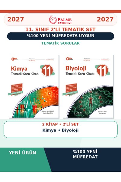 Palme Yayınevi 11.Sınıf 2027 BİYOLOJİ-KİMYA 2 KİTAP %100 Yeni Müfredat Temati...