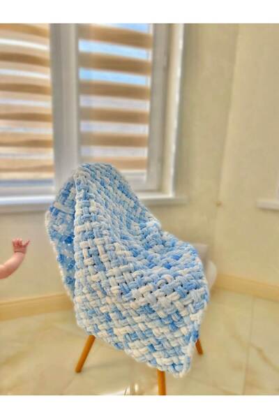 ARTTMACRAME Puffy Baby Blanket 100X100 cm Soft Knitted Baby Blanket
