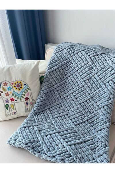 ARTTMACRAME Puffy Baby Blanket 100X100 cm Soft Knitted Baby Blanket