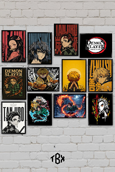 TABLOX 12 Parça Demon Slayer Kimetsu No Yaiba Anime Tanjiro Dekoratif MDF Tab...