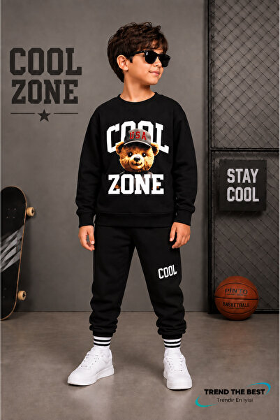 TREND THE BEST Trendin En İyisi Winter Unisex Black Tracksuit, Black Sweat To...