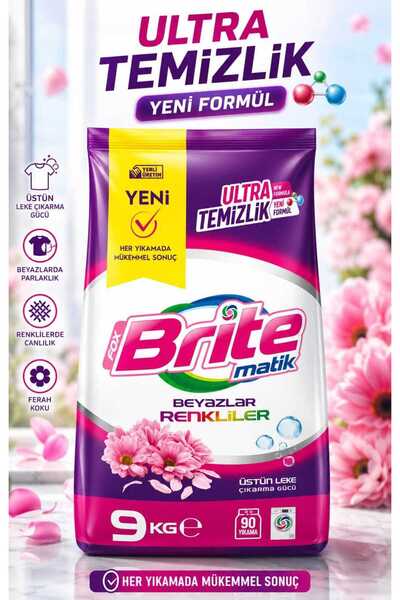 Fox Brite matik 9 kg Toz Deterjan Beyazlar ve Renkliler için Derinlemesine Te...