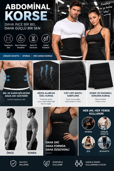 Fit Termal Unisex Abdominal Corset with Velcro Fastening for Waist and Abdomen