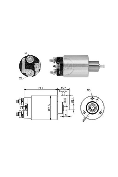 ZM 865 Starter Solenoid 12V Daewoo Espero - Lanos - Nexia - Nubira / Opel Ast...